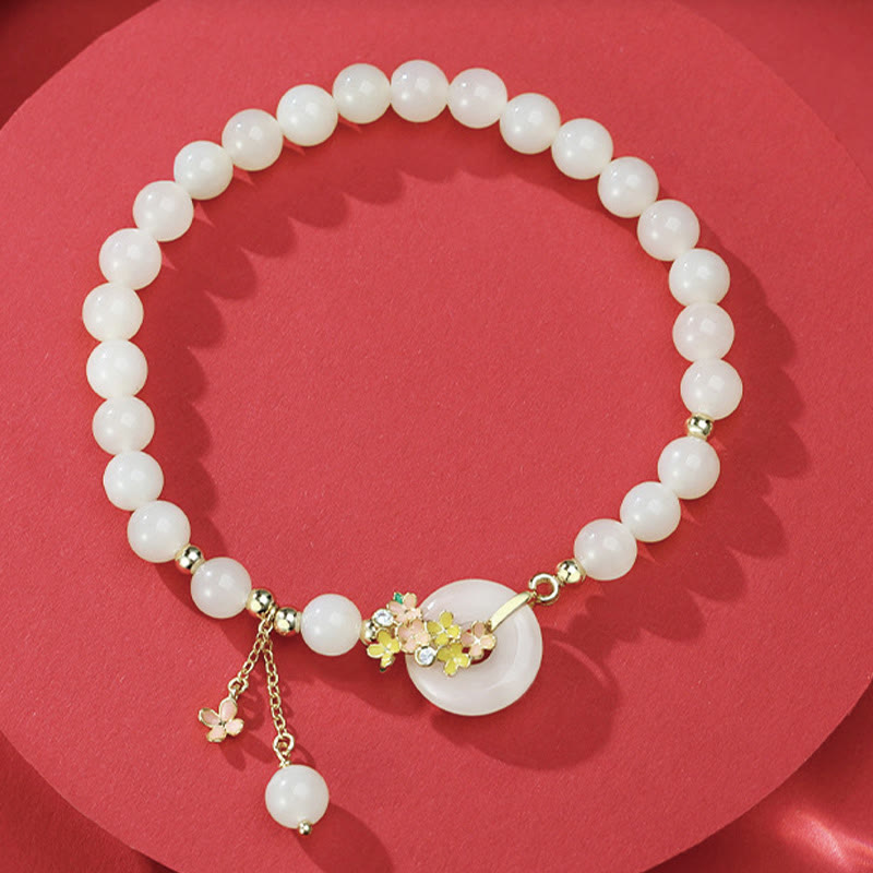 Weiße Jade Kette Osmanthusblüte Zirkon Anhänger elegantes Schmuckstück