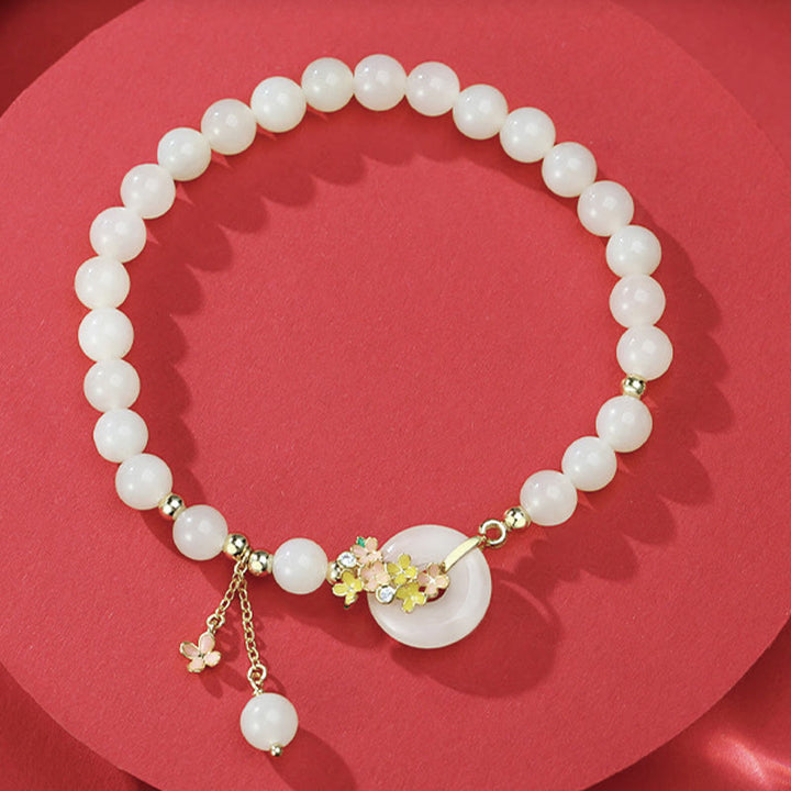 Weiße Jade Kette Osmanthusblüte Zirkon Anhänger elegantes Schmuckstück