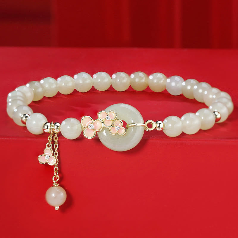 Hetian Jade Kette Pfirsichblüte Zirkon Blüten Armband Frieden Wohlstand