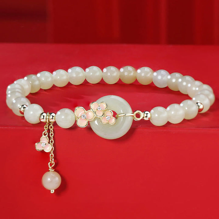 Hetian Jade Kette Pfirsichblüte Zirkon Blüten Armband Frieden Wohlstand
