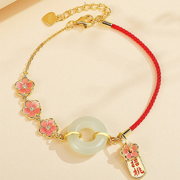 Hetian Jade Kette Pfirsichblüte Anhänger Gold Frieden Wohlstand