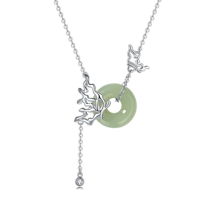 Kette Hetian Jade grüner Schmetterling Anhänger silberenes Design mit Zirkon