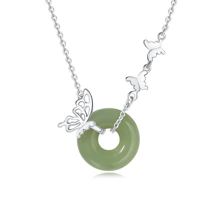 Jade Hetian Schmetterling Silber Edelstein