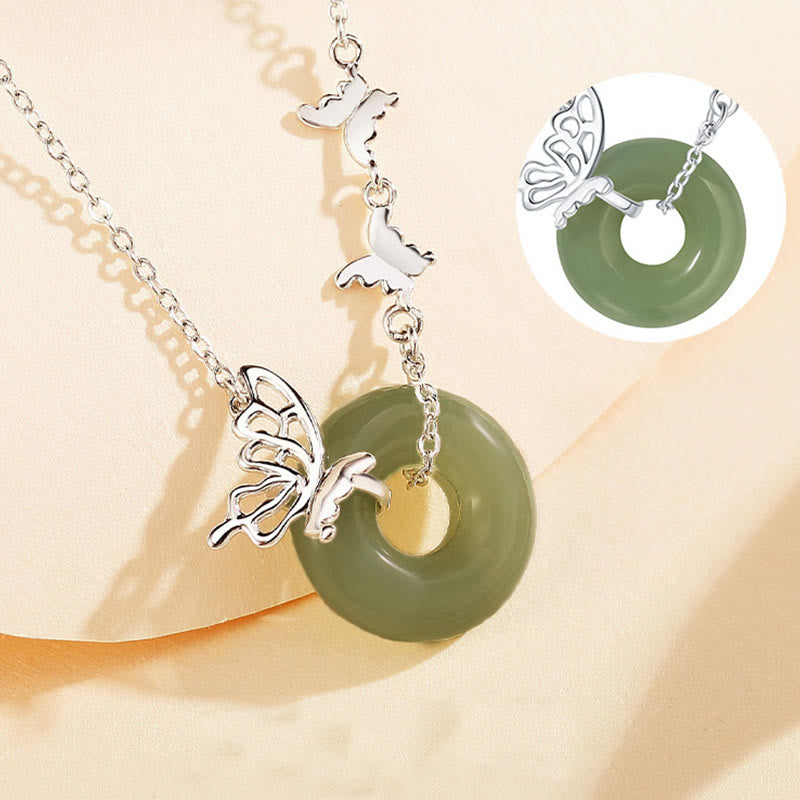 Jade Hetian Schmetterling Silber Details