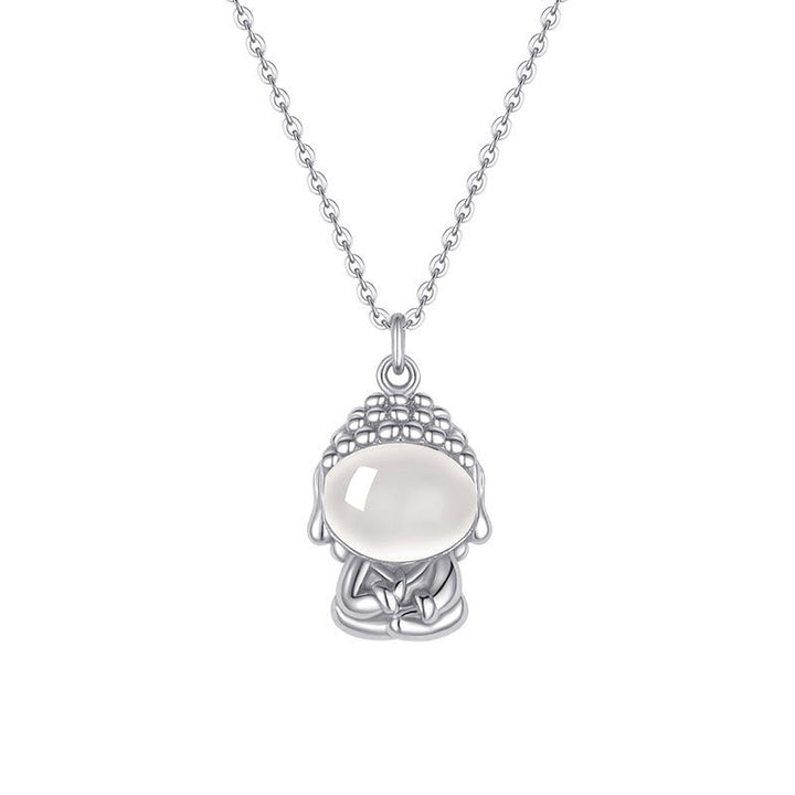 Kette Silber, Chalcedon, Buddha-Symbol, Harmonie