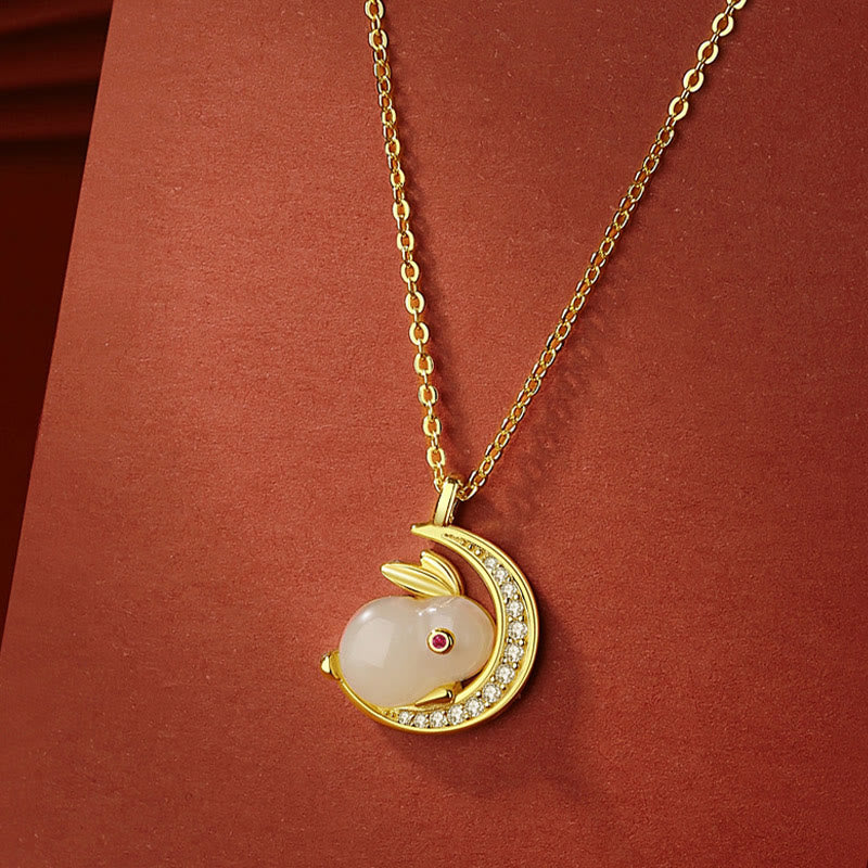 Jade Hase Anhänger Gold Glück