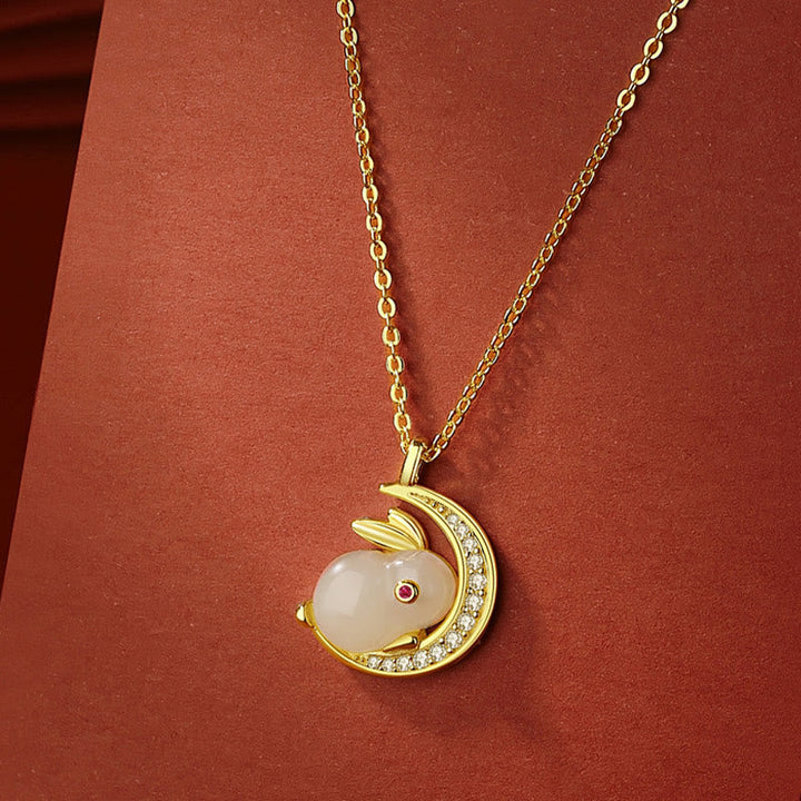 Jade Hase Anhänger Gold Glück