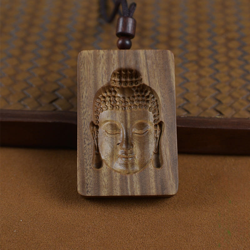 Kette aus Sandelholz mit Buddha-Symbol Anhänger aus hellem Naturholz Schmuck