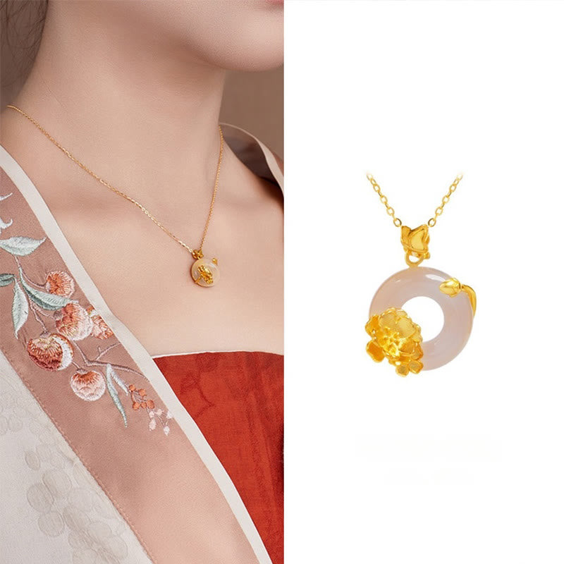 Anhänger Kette Gold Blume Schmuck