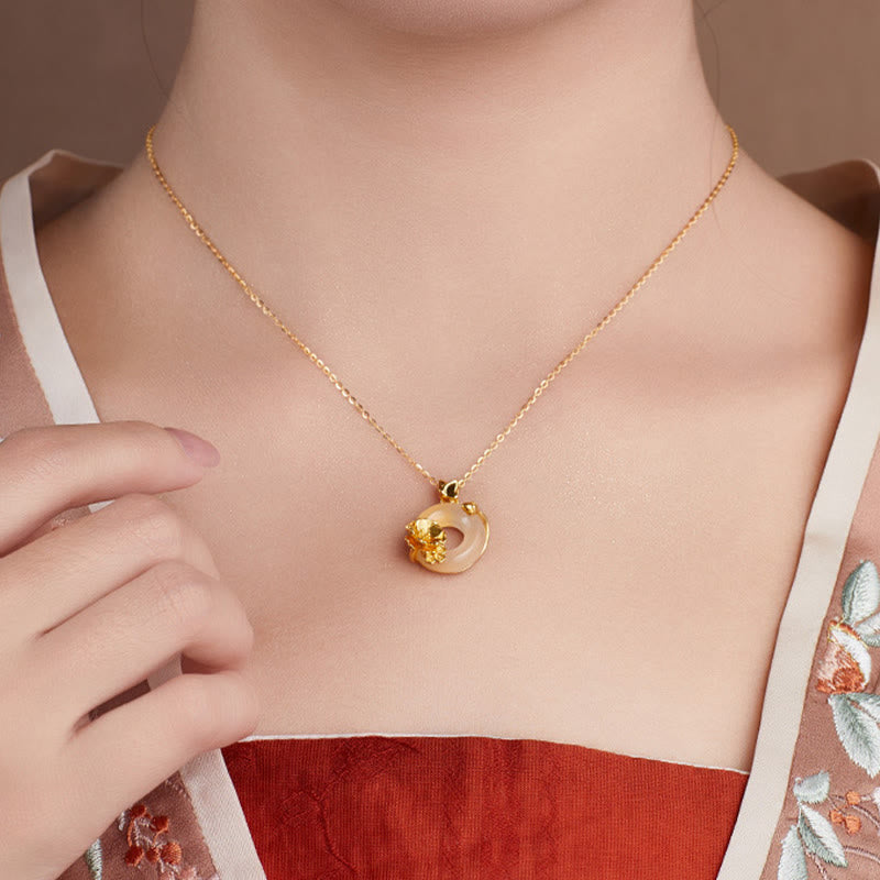 Anhänger Kette Gold Blüte Stein
