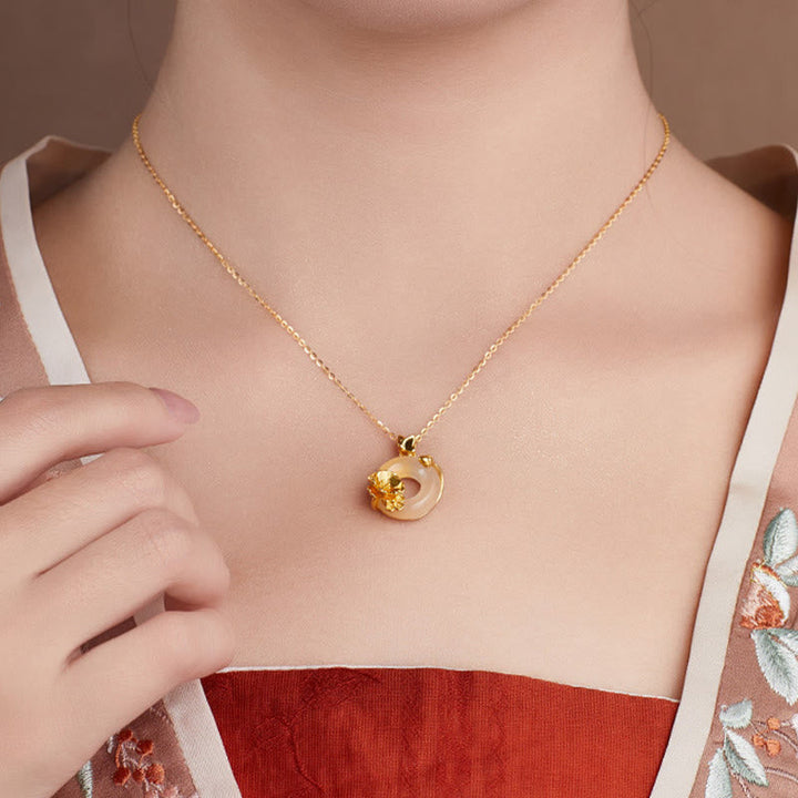 Anhänger Kette Gold Blüte Stein