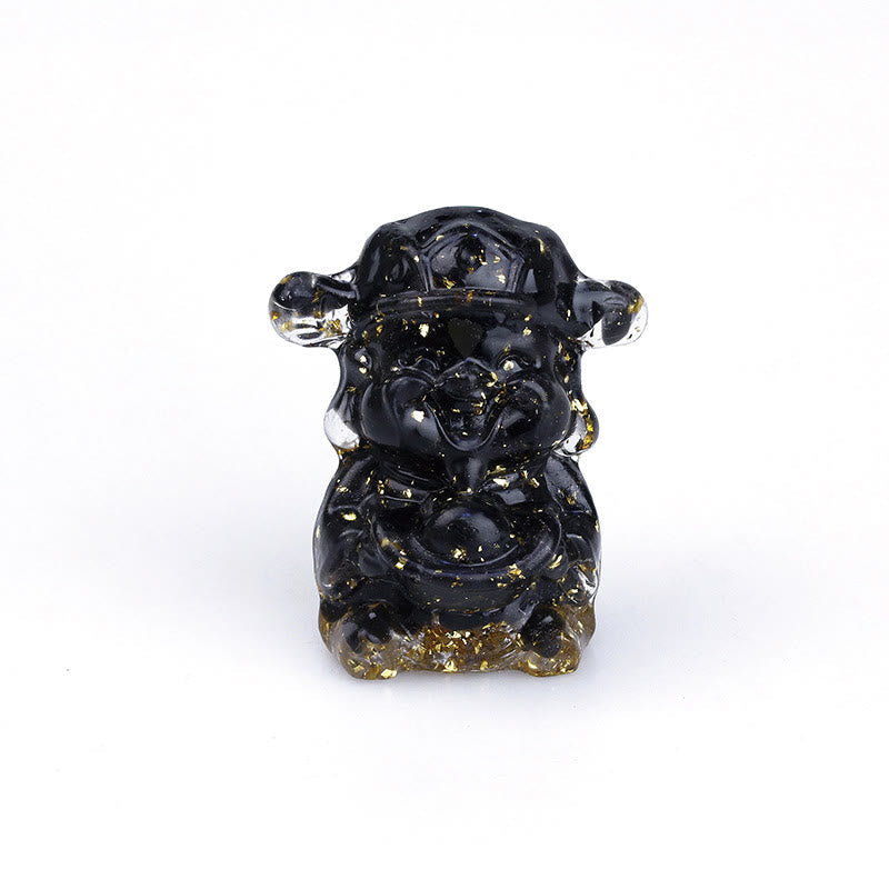 Figur Geldgott Amethyst Reichtum Schwarzer Obsidian