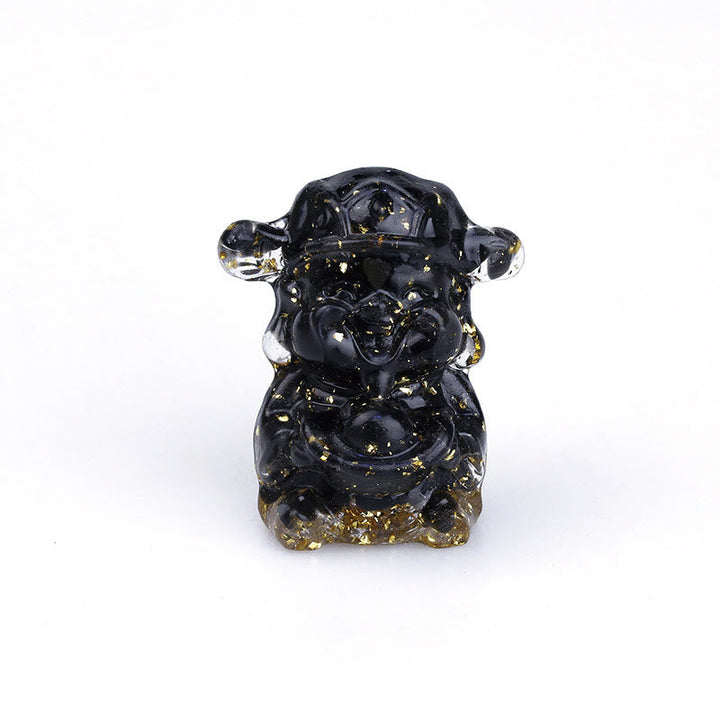 Figur Geldgott Amethyst Reichtum Schwarzer Obsidian