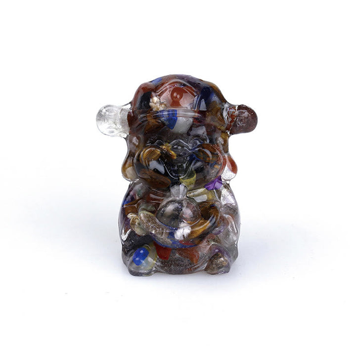 Figur Geldgott Amethyst Reichtum Verschiedene Steine