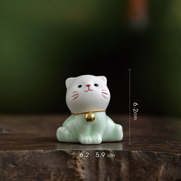 Kleine Dekofiguren Katze Keramik Katze kompakt