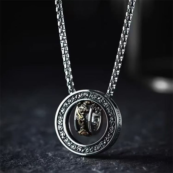 Tibetische Kette mit Pixiu Drehverschluss silberner Anhänger elegant modern