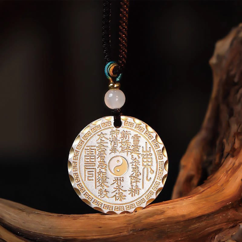 Jade Kette Kupfer Yin Yang Bagua Anhänger Naturstein Harmonie