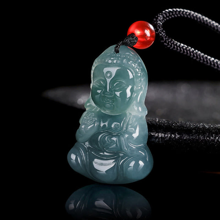 Grüne Jade Buddha Baobao Anhänger am Seil getragen Wohlstand