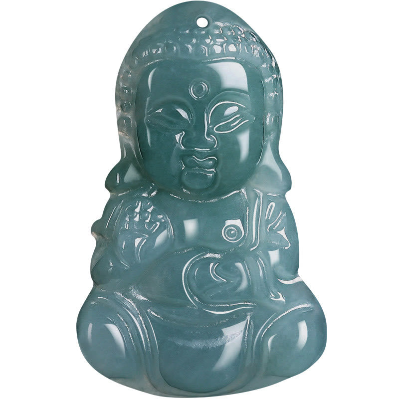 Jade Baobao Buddha Anhänger grün Wohlstand Reichtum Naturstein