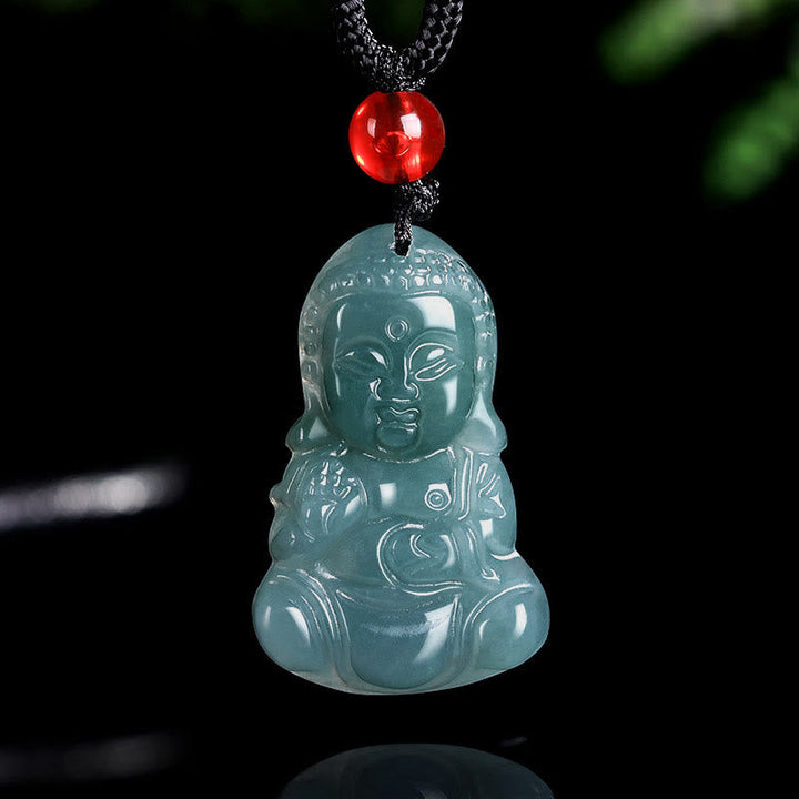 Jade Buddha Baobao Anhänger schwarze Kette rote Perle Wohlstand