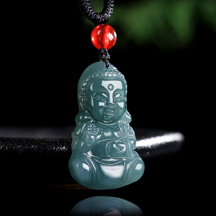 Lachender Buddha Jade Anhänger Baobao Wohlstand grüner Naturstein