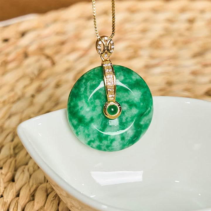 Kette Cyan Jade Schnalle Natur Heilung grüner Anhänger