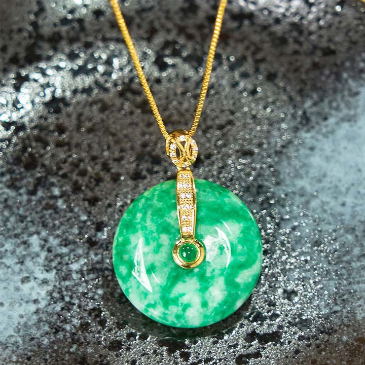 Cyan Jade Kette goldener Schnalle Naturstein Anhänger Heilung