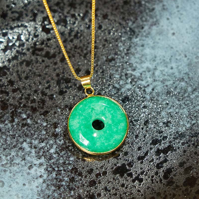 Cyan Jade Kette Buddha Schnalle Naturstein Anhänger Heilung