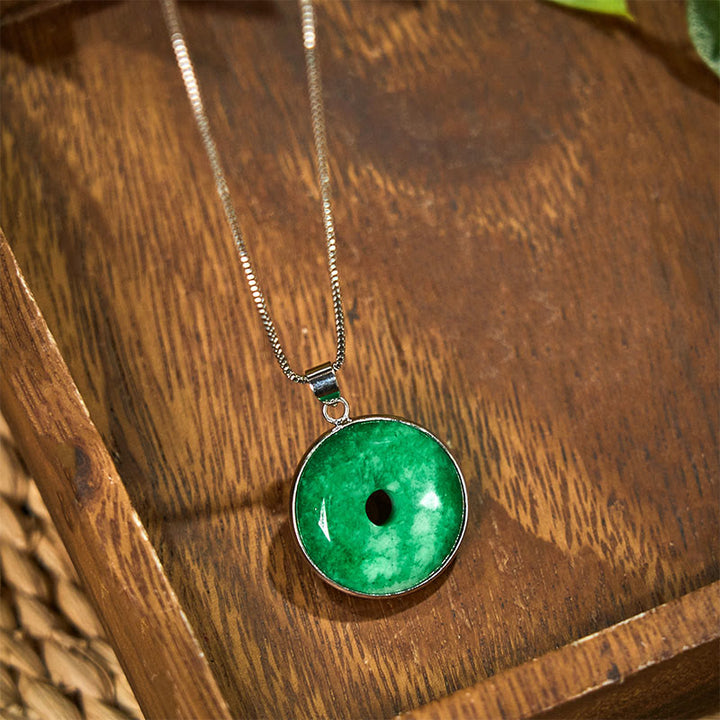 Cyan Jade Kette Anhänger grüner Naturstein Schnalle Buddha Heilung