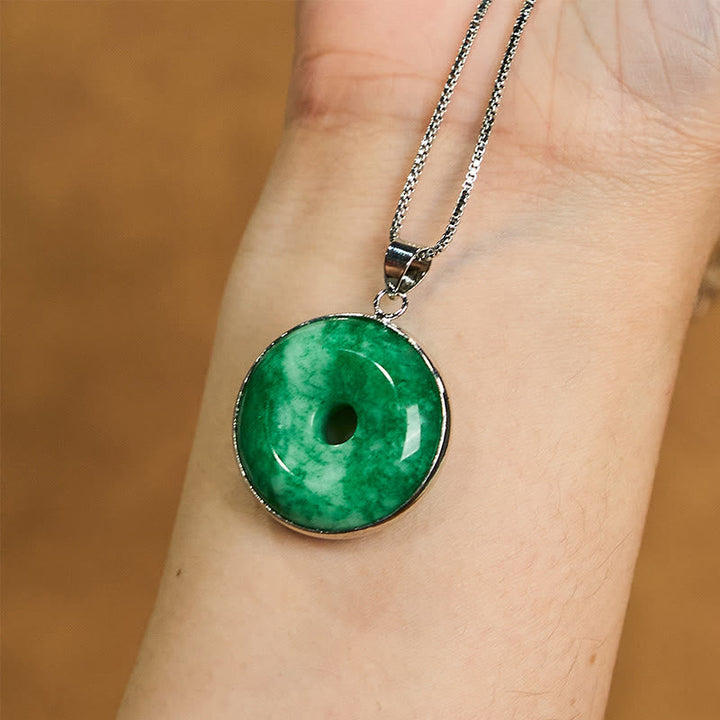 Jade Schnalle Kette grüner Stein Anhänger Naturstein Heilung Buddha Natur