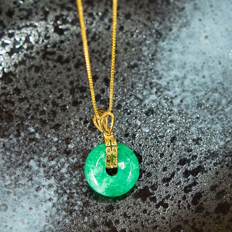 Cyan Jade Kette mit goldener Schnalle Anhänger Heilung