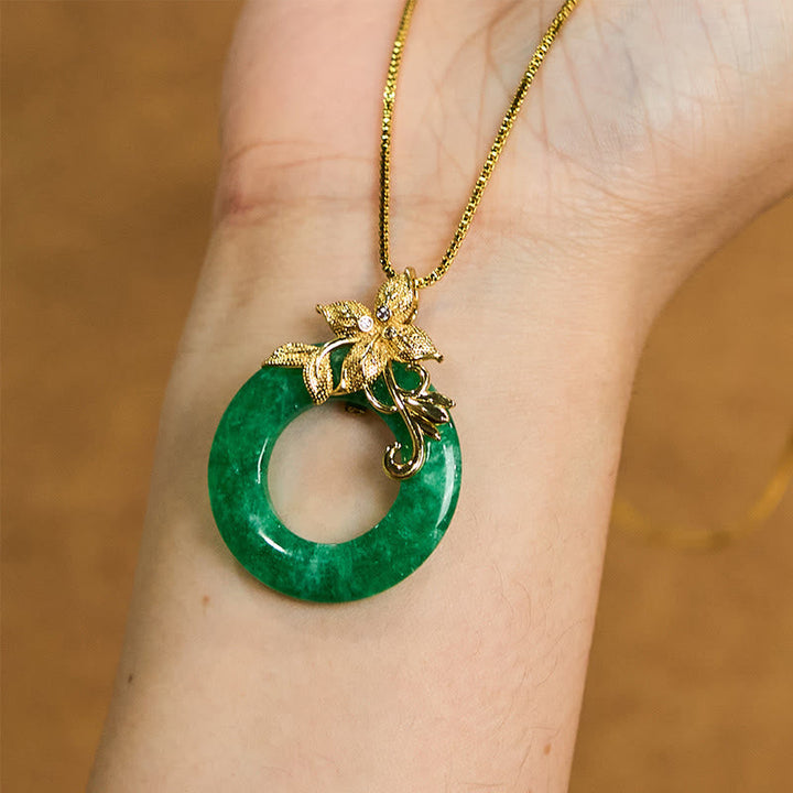 Kette Cyan Jade Blume Schnalle Heilung eleganter Naturstein Anhänger