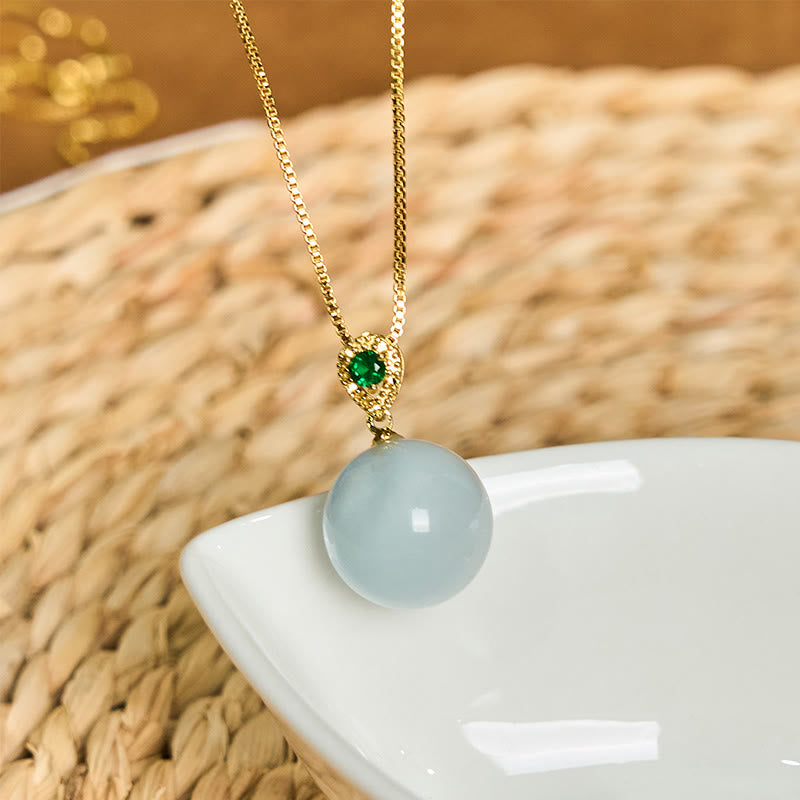 Grüne Jade Kette Katzenauge Buddha-Kugel goldener Anhänger Schmuckstück