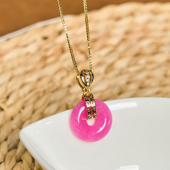 Jade Kette rosa Schnalle Frieden Symbol für inneren Frieden