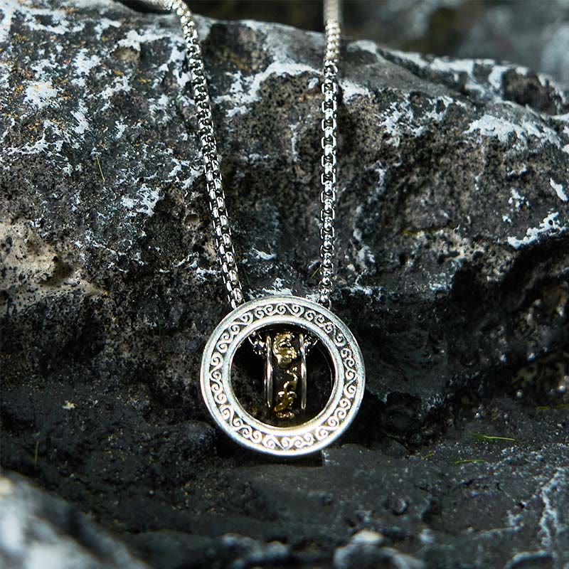 Tibetische Kette Pixiu Drehverschluss Silber Anhänger Naturstein Frieden