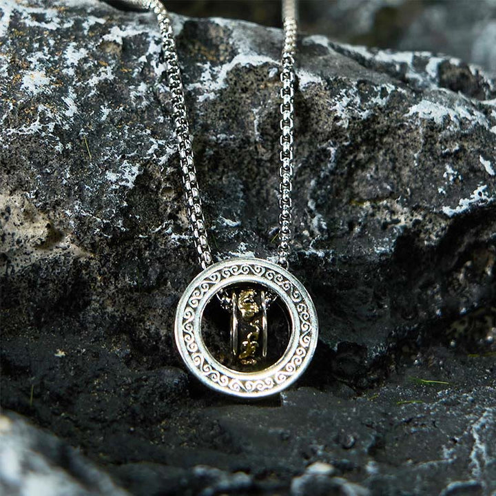 Tibetische Kette Pixiu Drehverschluss Silber Anhänger Naturstein Frieden