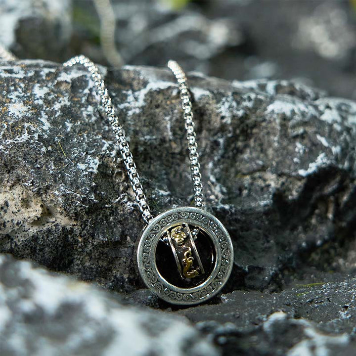 Tibetische Kette Pixiu Drehverschluss Frieden schwarzer Obsidian Anhänger mit Gravur