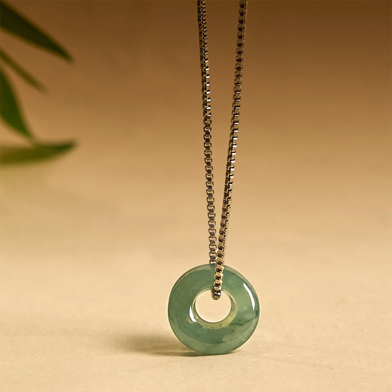 Kette Jade Doppel-Schnalle – Frieden grüner Naturstein an Silberkette