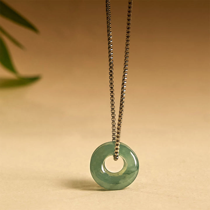 Kette Jade Doppel-Schnalle – Frieden grüner Naturstein an Silberkette
