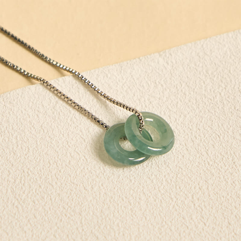 Grüne Jade Kette mit Doppel-Schnalle Naturstein Anhänger Frieden