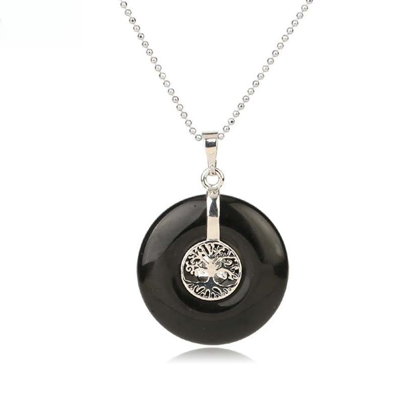 Schwarzer Stein Lebensbaum Kette eleganter Anhänger Mitgefühl Schmuck
