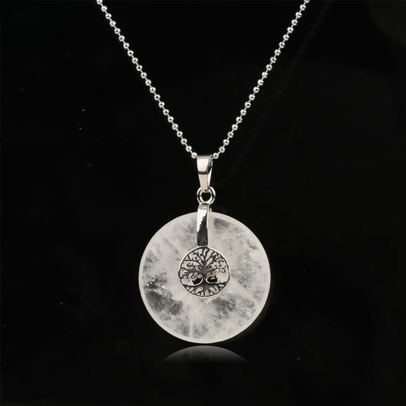 Kette Lebensbaum Anhänger Silber Mondstein Rosenquarz Grünaventurin Amethyst Mitgefühl
