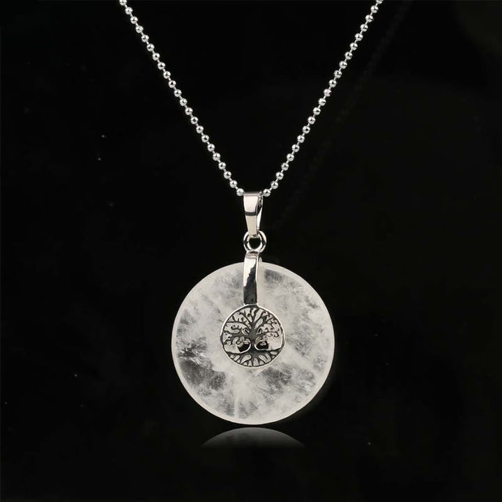 Kette Lebensbaum Anhänger Silber Mondstein Rosenquarz Grünaventurin Amethyst Mitgefühl