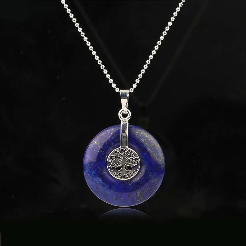 Amethyst Kette mit silbernem Lebensbaum Anhänger Naturstein Mitgefühl
