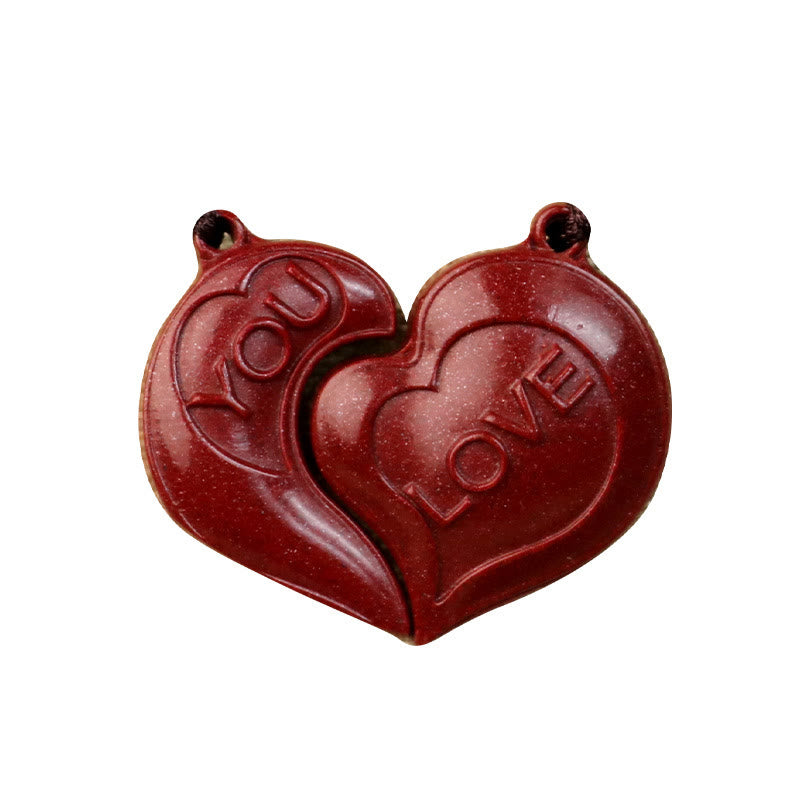 Tibetische Kette Zinnober Herz Duo Natur Liebe Anhänger Naturstein