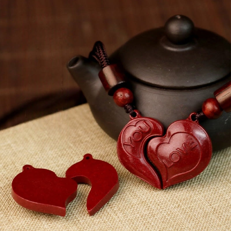 Tibetische Zinnober Kette rote Herz-Anhänger Naturstein Liebe