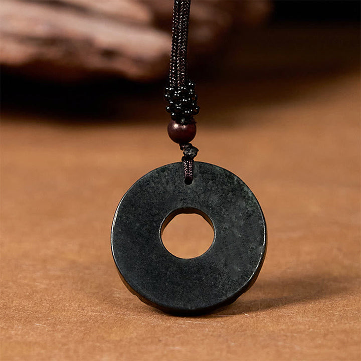 Schwarze Jade Donut Kette Pixiu Schnalle Schutz Amulett