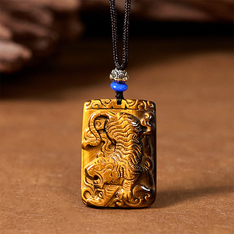 Gravierter goldener Anhänger Kette mit blauem Stein Buddha Naturstein Schutz