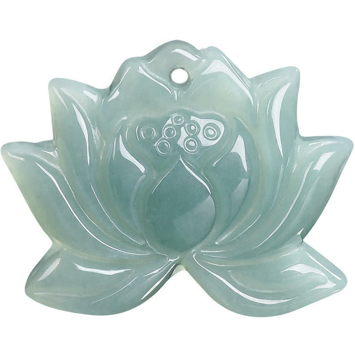 Jade Lotus-Blume Anhänger grün geschnitzt Kette Wohlstand Amulett