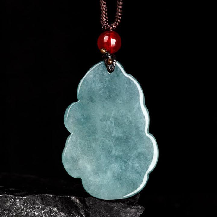 Grüne Jade Anhänger Kette neunschweifiger Fuchs Glücksstein Naturstein Schmuck